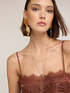 Top aus Jacquard-Satin mit Spitze image number 3