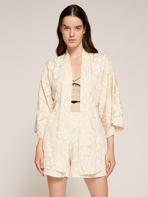 Motivi Giacca a kimono in viscosa lino stampa etnica Donna