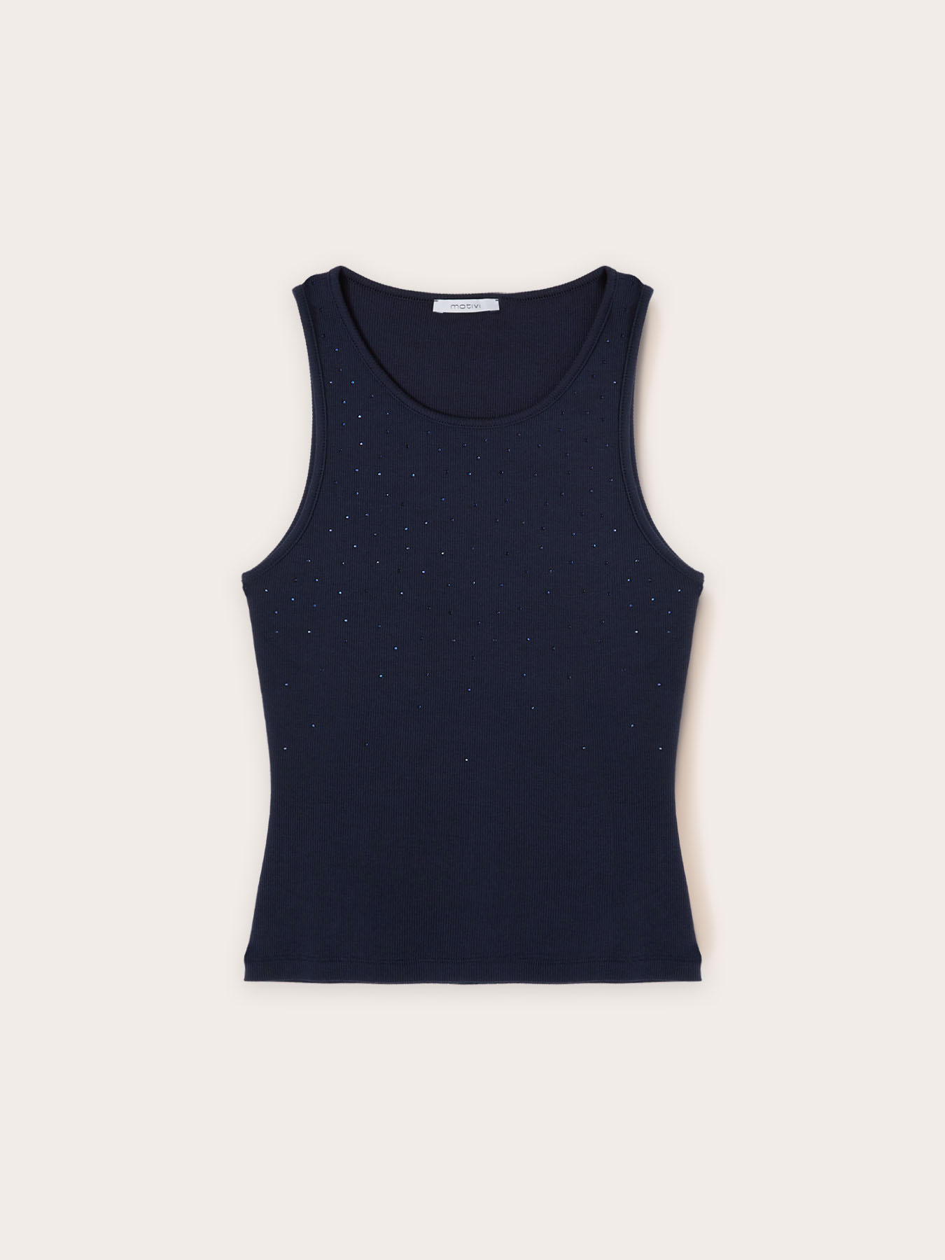 Geripptes Strickoberteil mit Strasssteinen image number 4