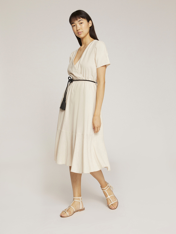 Motivi Vestito midi in lino viscosa Donna