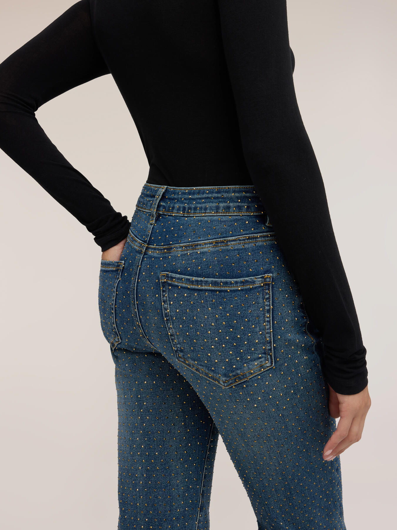 Wide fit jeans with all-over micro-rhinestones image number 3