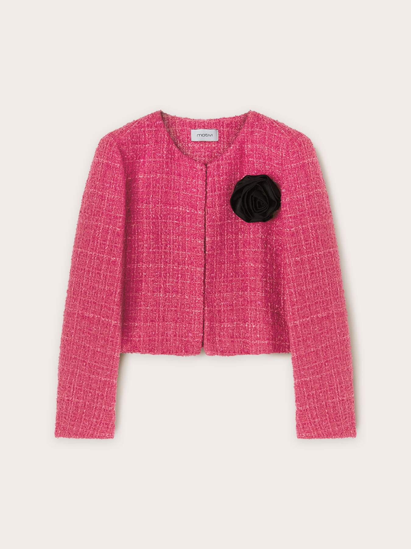 Giacca in tweed con rosa in tessuto image number 5