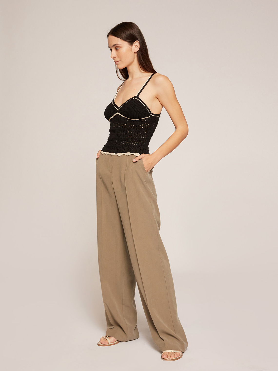 Pantaloni palazzo tinta unita - Motivi.com