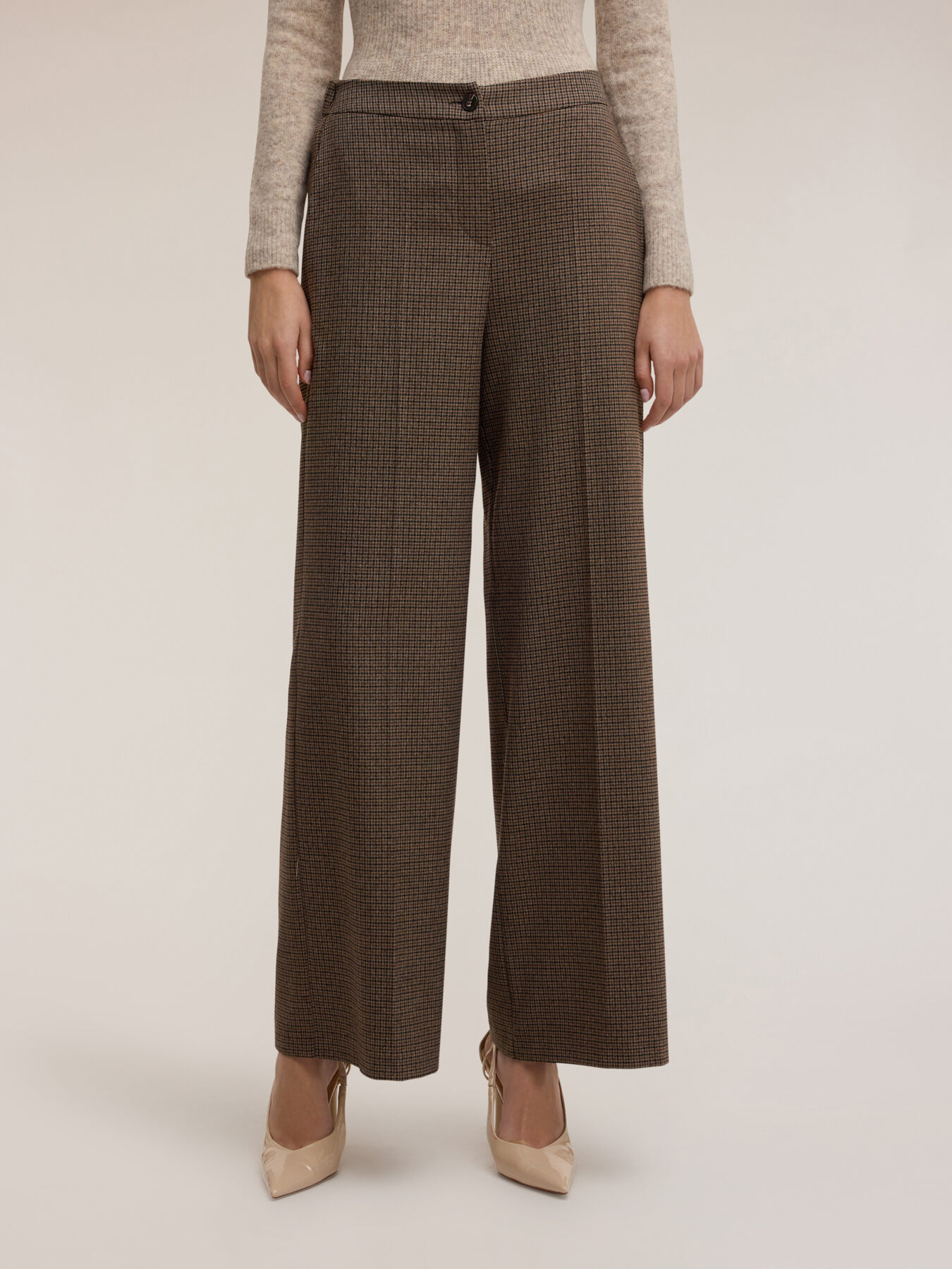 Palazzo pants in check fabric image number 0