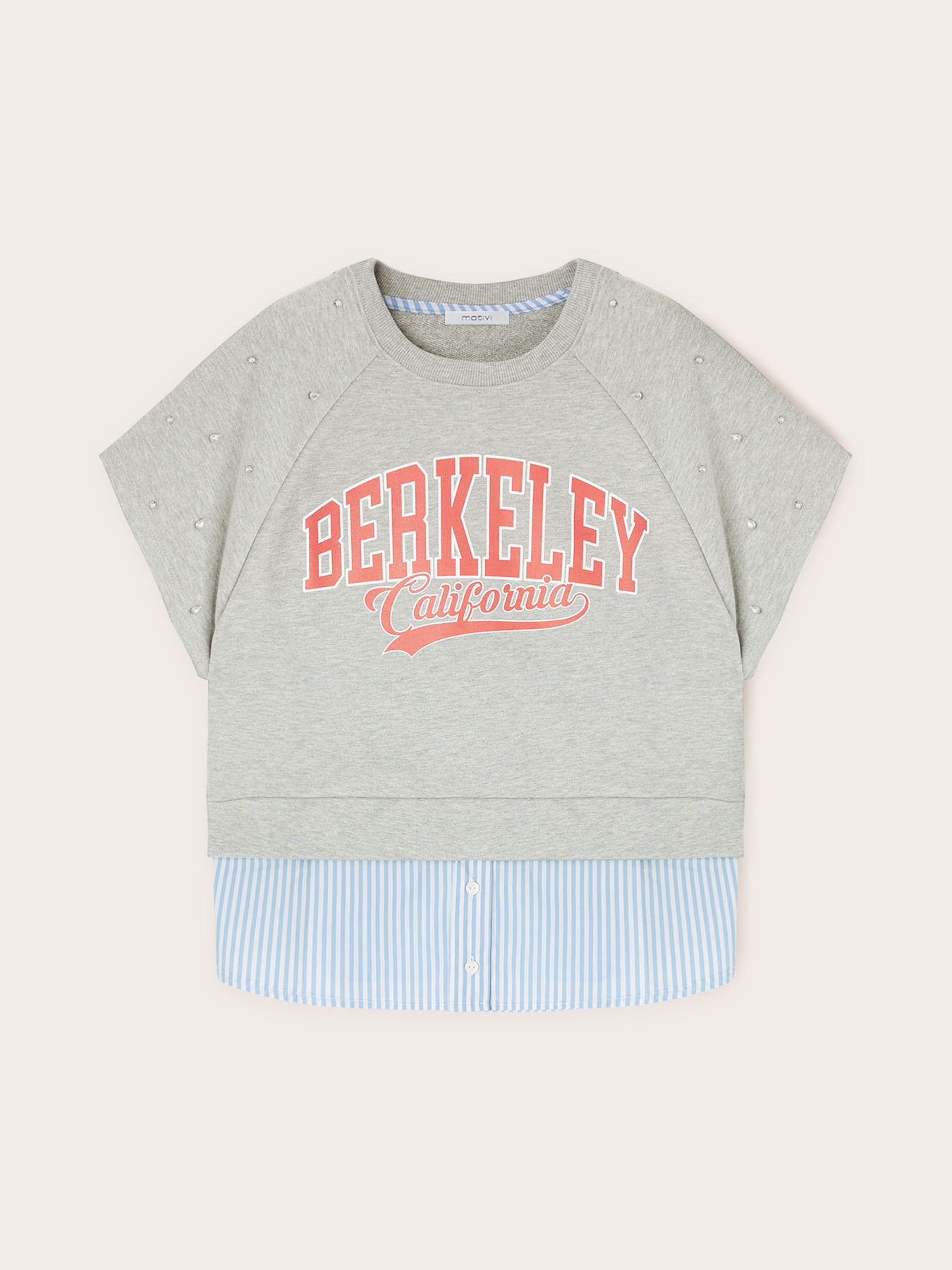 Felpa maniche corte con inserti in popeline image number 4