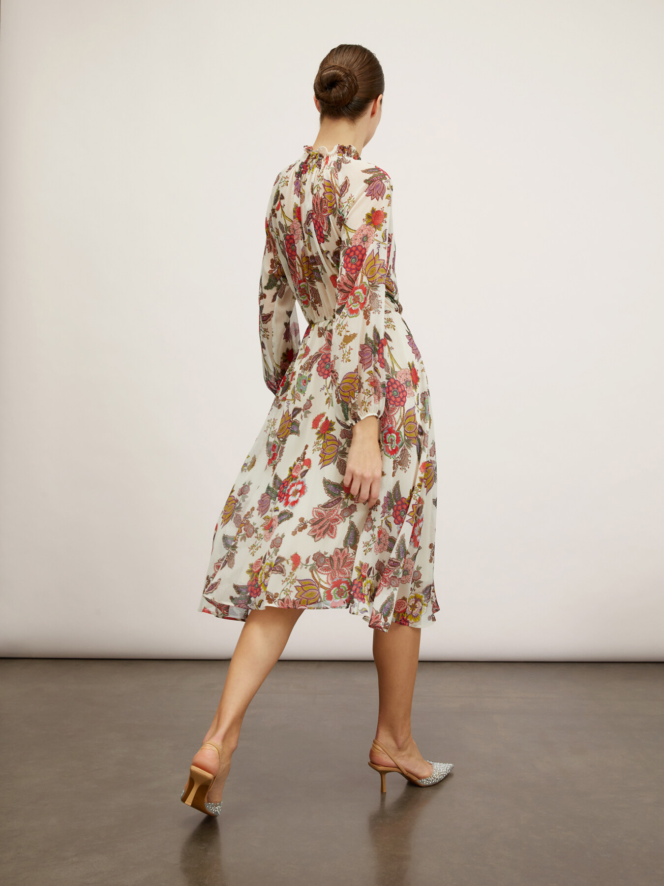 Vestito maniche lunghe fantasia a fiori indiani image number 1