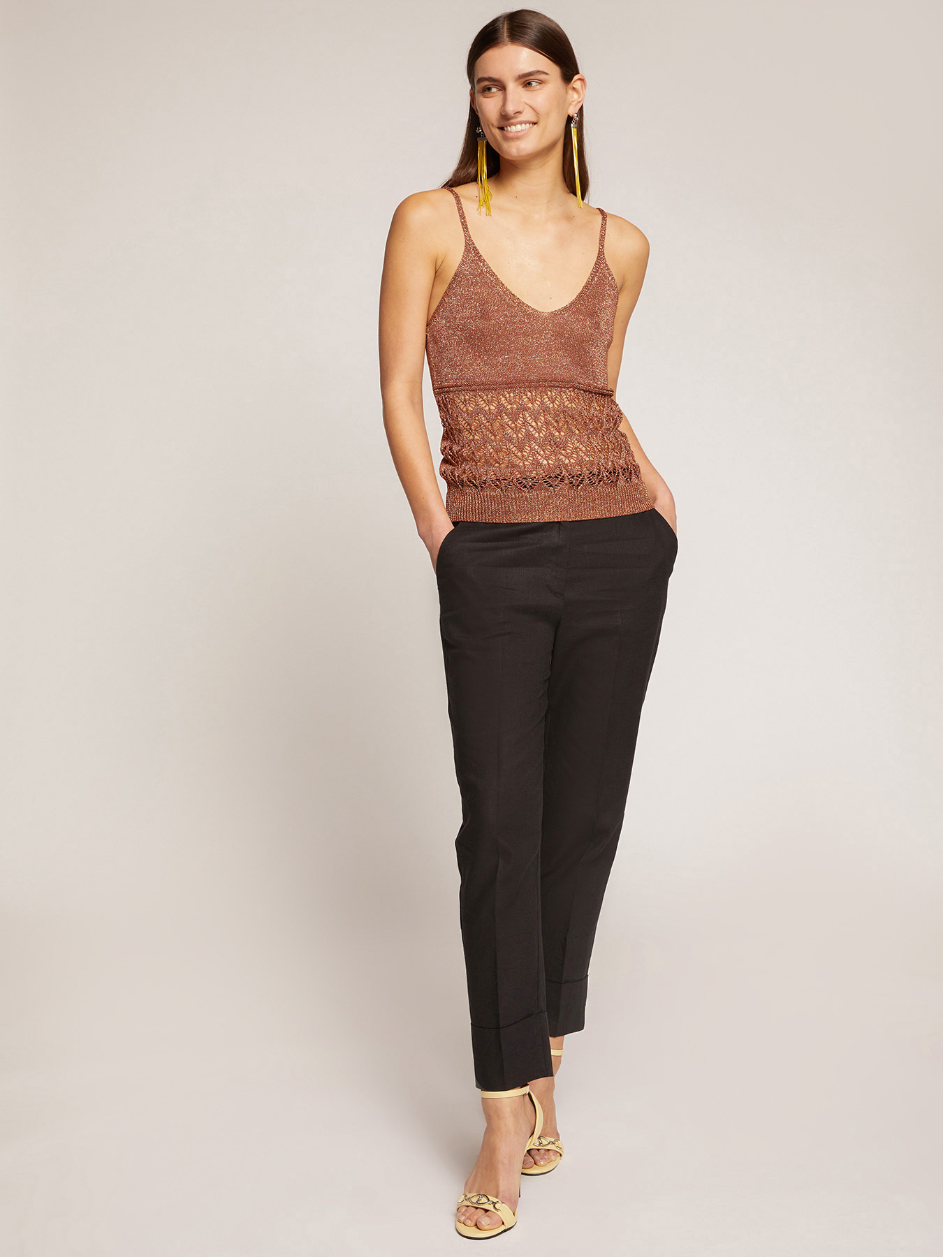 Linen viscose straight-leg trousers image number 0