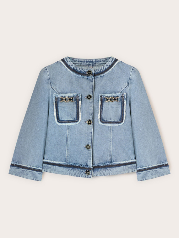 Veste en denim avec cha&icirc;nes