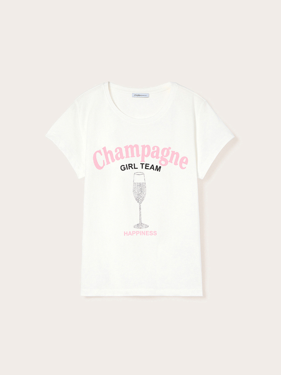 T-shirt avec imprim&eacute; et applications de strass