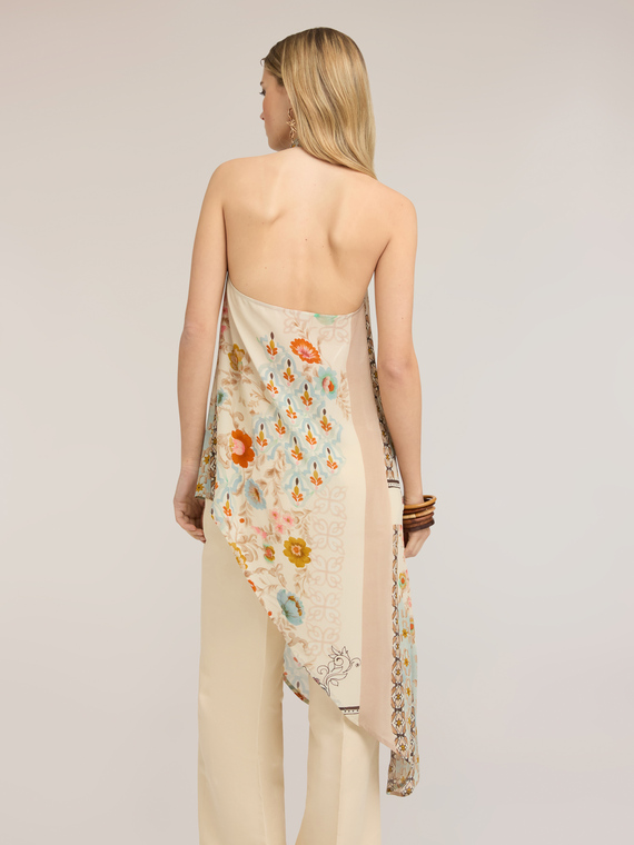 Top asimmetrico con stampa floreale