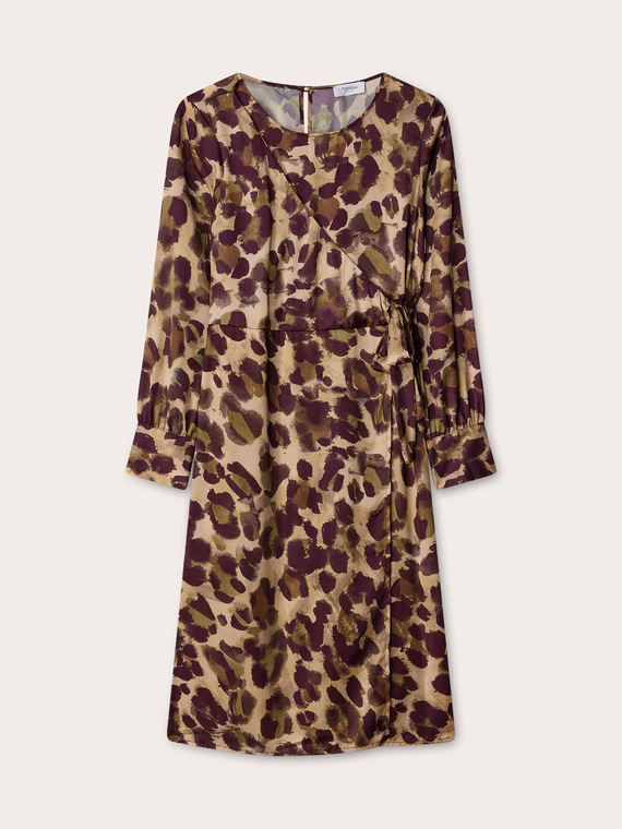 Wrap dress with camouflage print