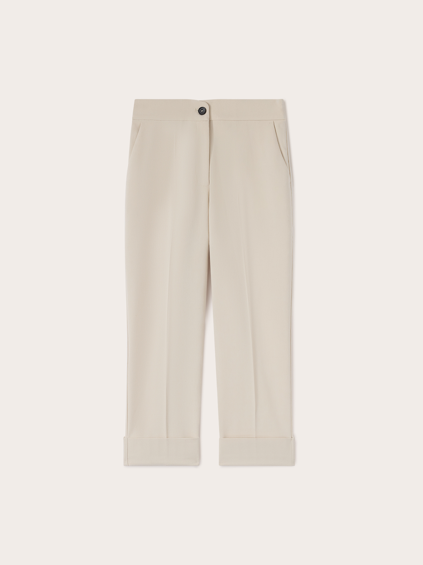 Cr&ecirc;pe trousers with turn-up hem image number 0