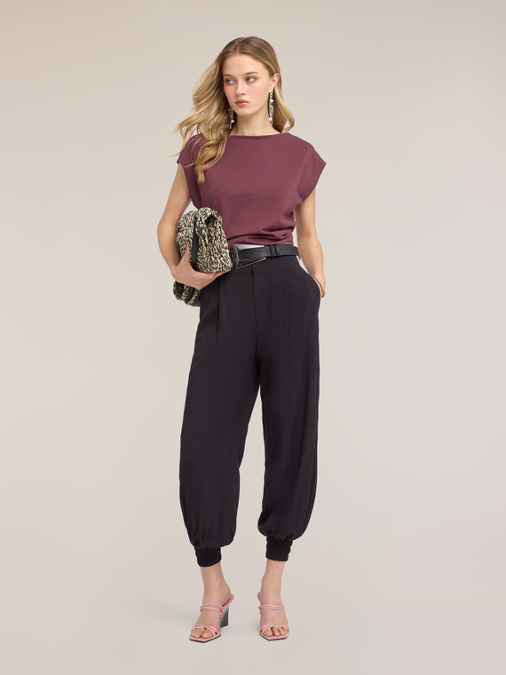 Pantalon en viscose avec poignets au bas
