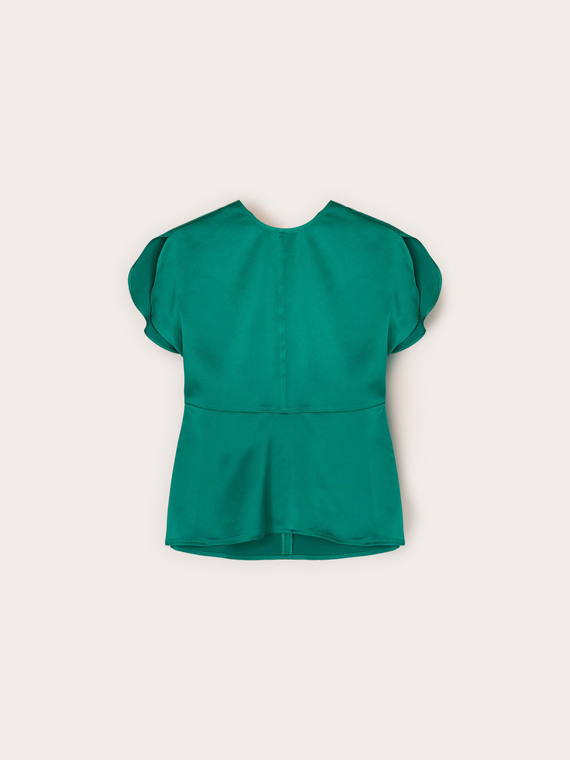 Blusa in raso con maniche a petalo