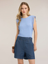 Mixed linen T-shirt with lace inserts image number 0