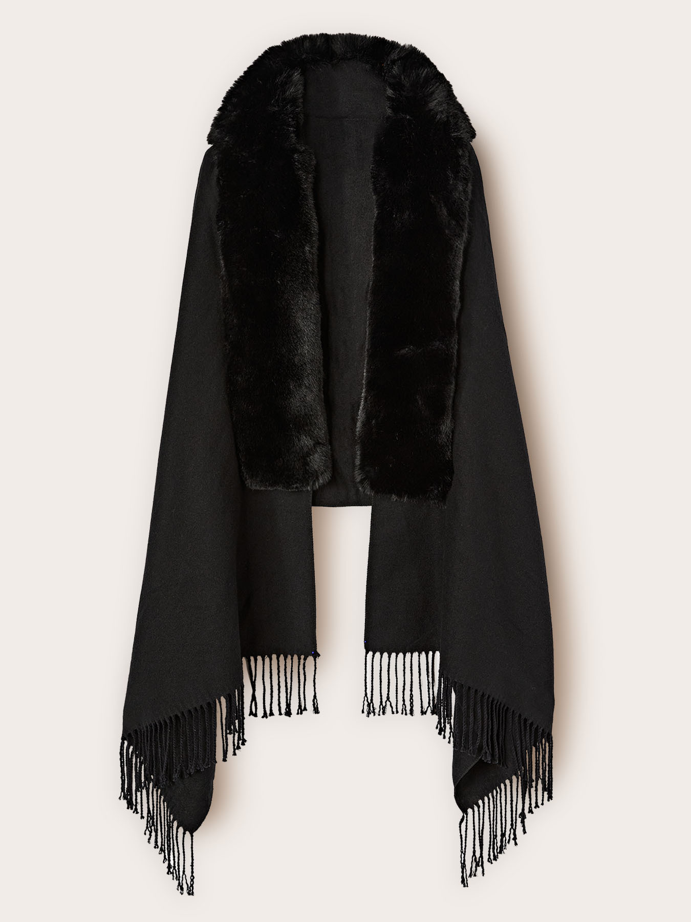 Poncho in panno con frange image number 1