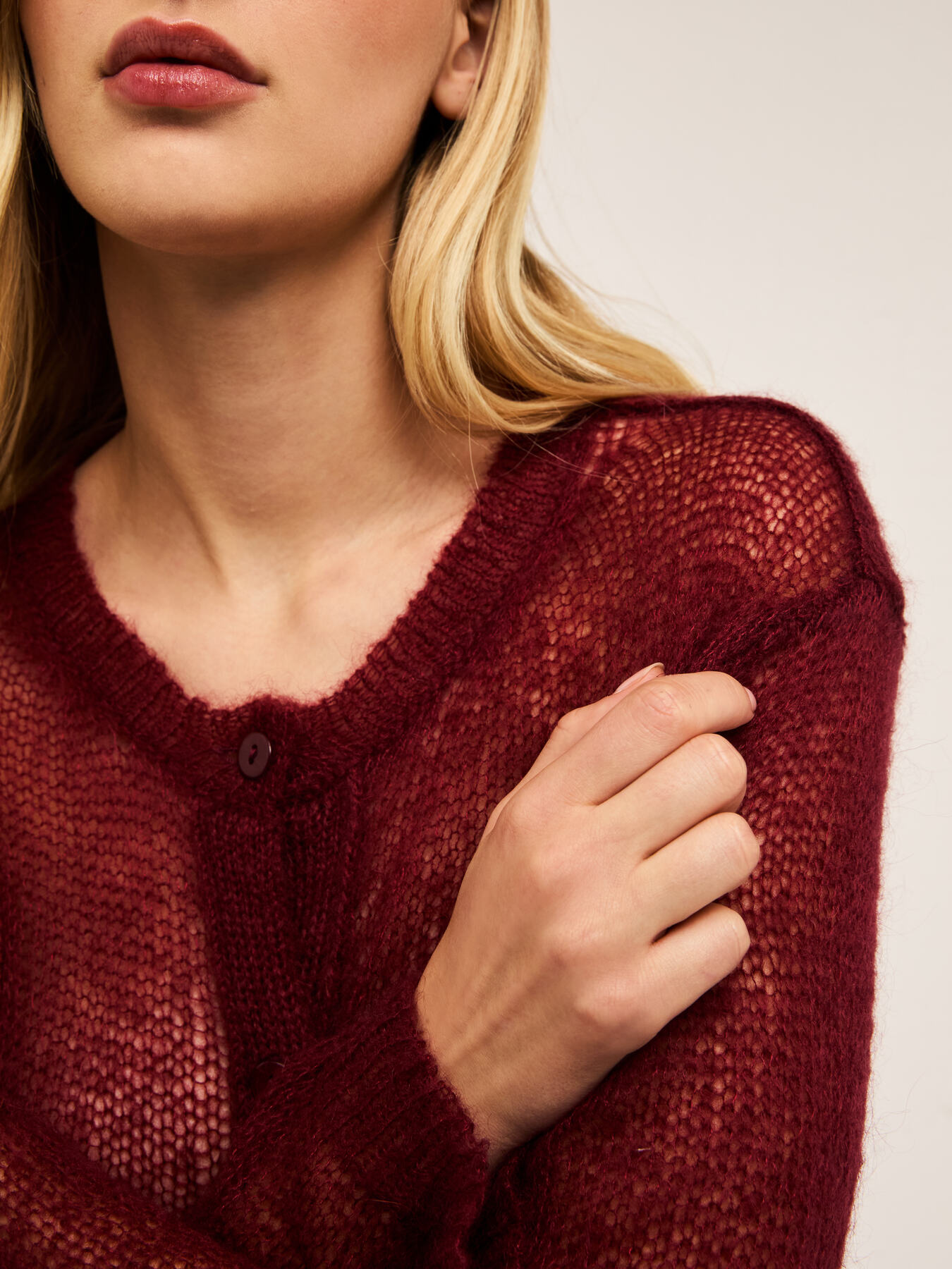 C&aacute;rdigan de cuello redondo en mezcla de mohair image number 3