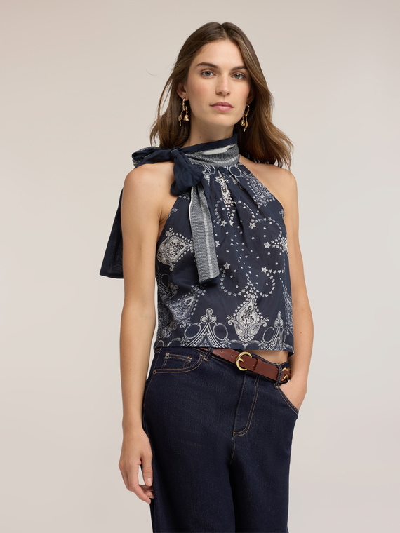 Top aus Baumwoll-Musselin mit Print