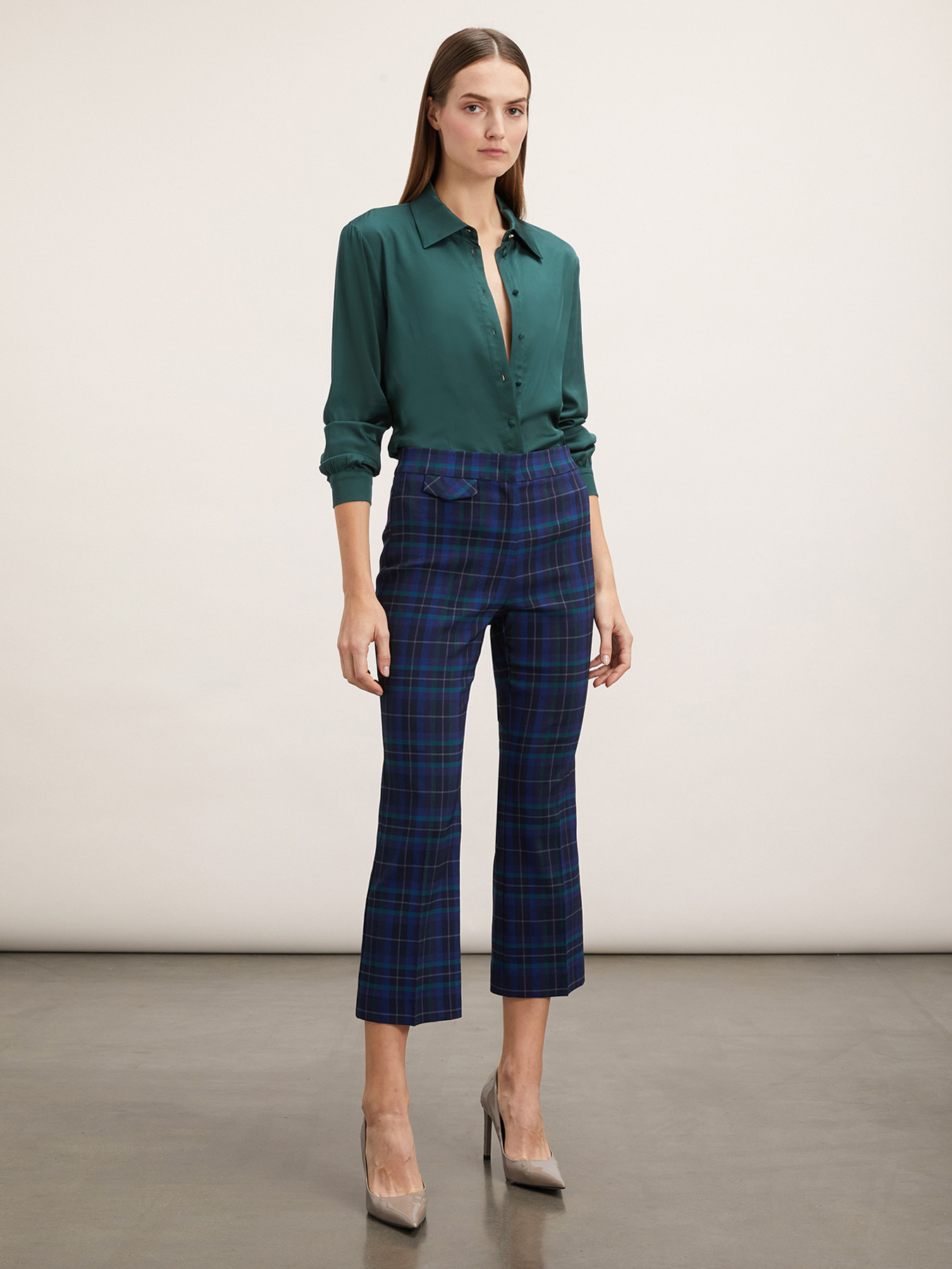 Kick-Flare-Hose mit Karomuster image number 3