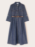 Midi denim shirt dress with belt image number 4