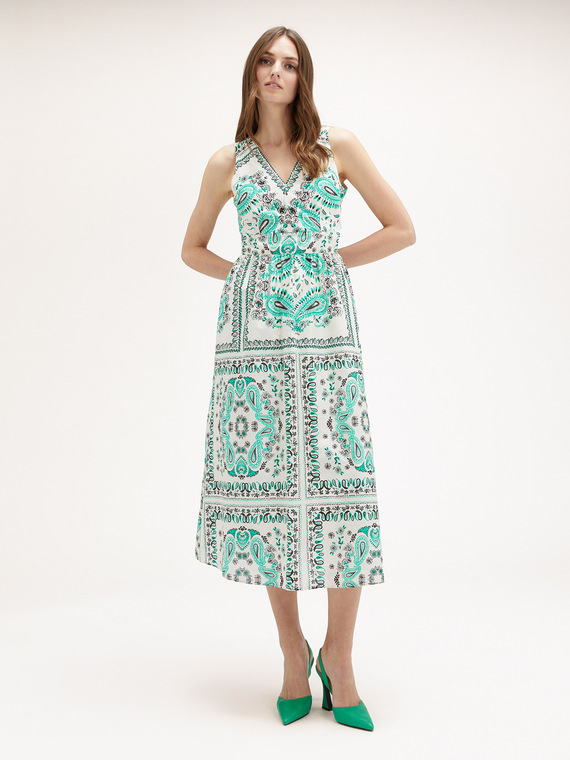 Midi dress with foulard pattern