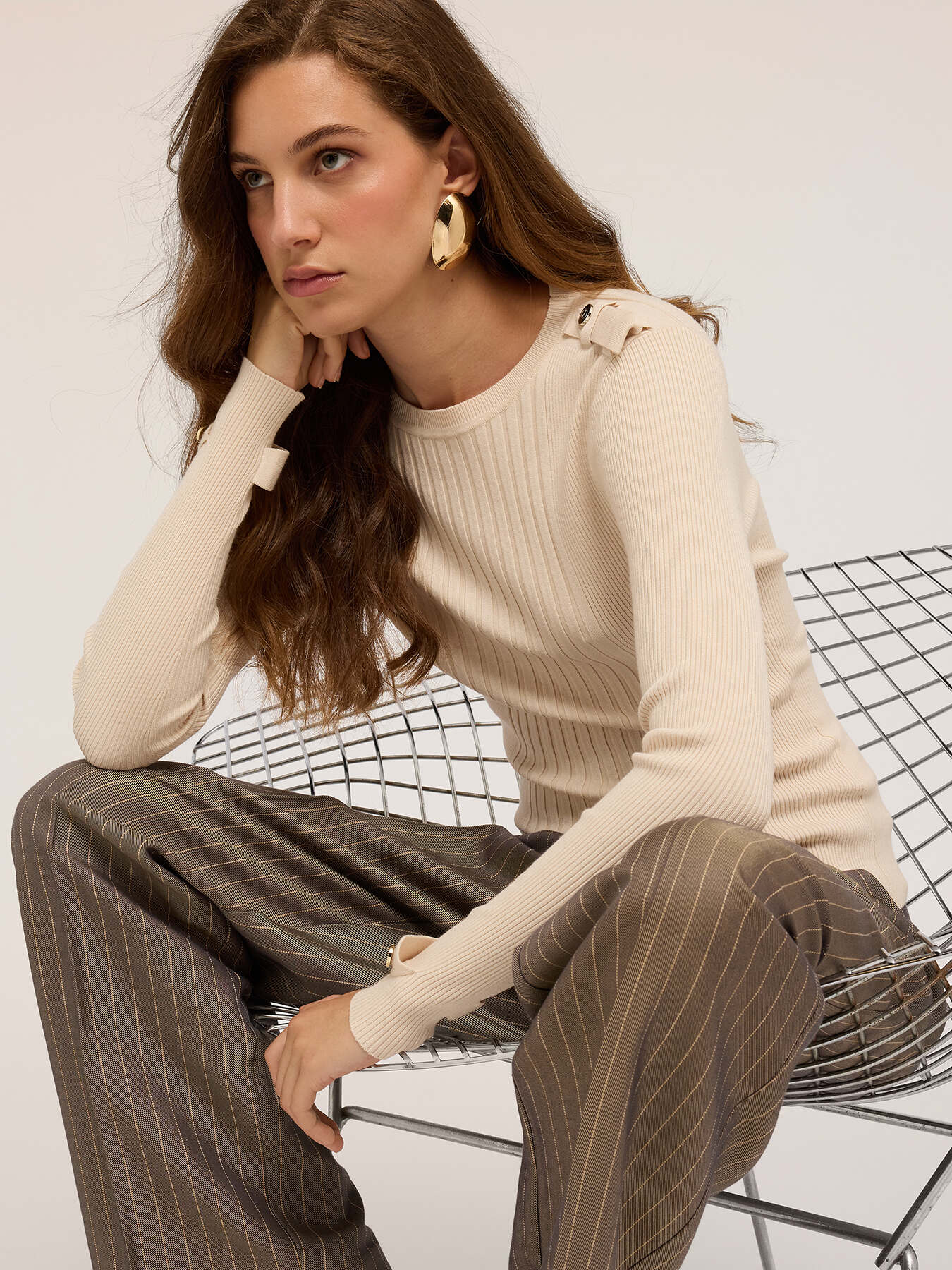 Jersey de canalé con charreteras image number 3