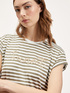 T-shirt a righe con scritta ricamata image number 2