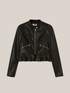 Faux leather peplum jacket image number 3