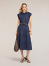 Denim shirt dress with ruffled skirt image number 0