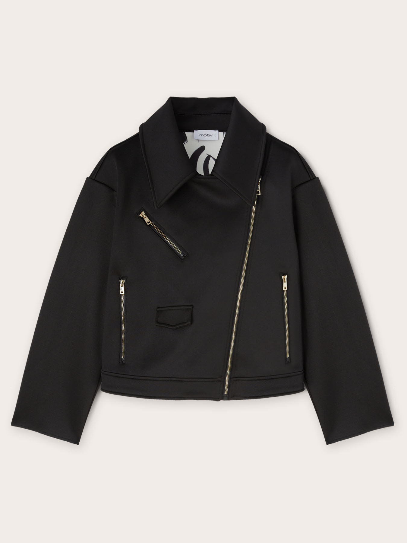 Chaqueta tipo “chupa” amplia en tejido scuba image number 3