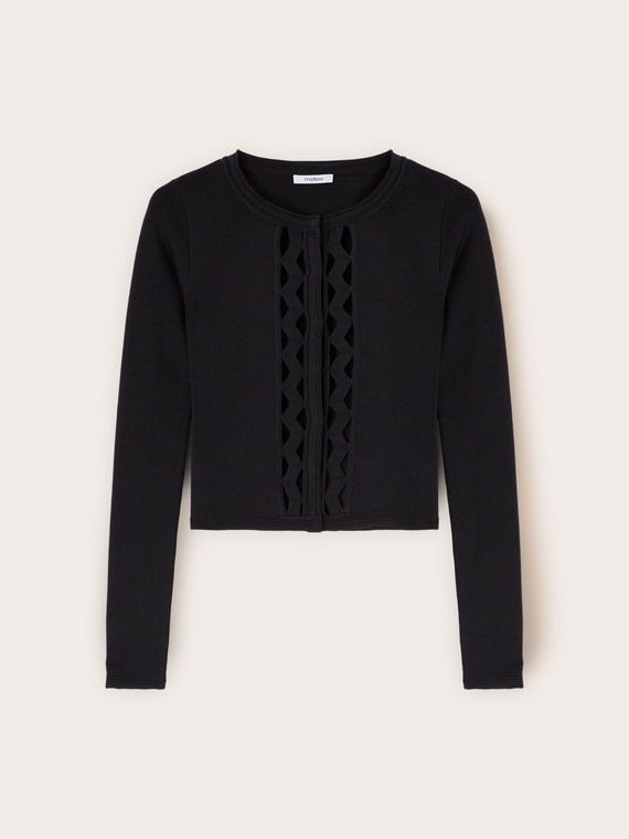 Knitted cardigan with cut-out