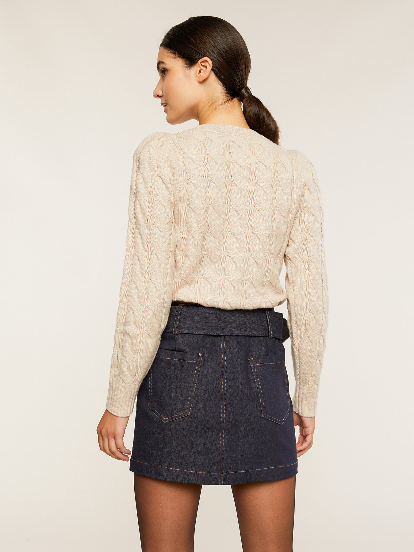 Pullover in maglia a trecce con pietre crystal image number 1