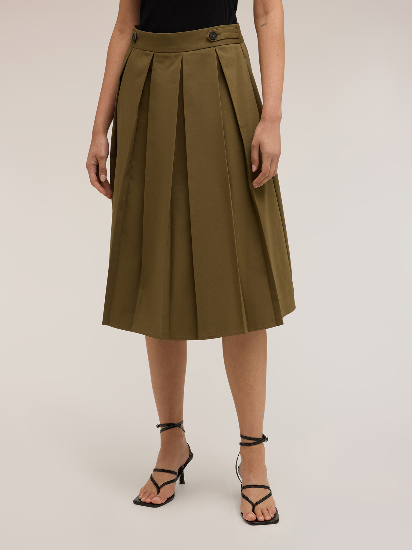 Cotton blend pleated skirt image number 0
