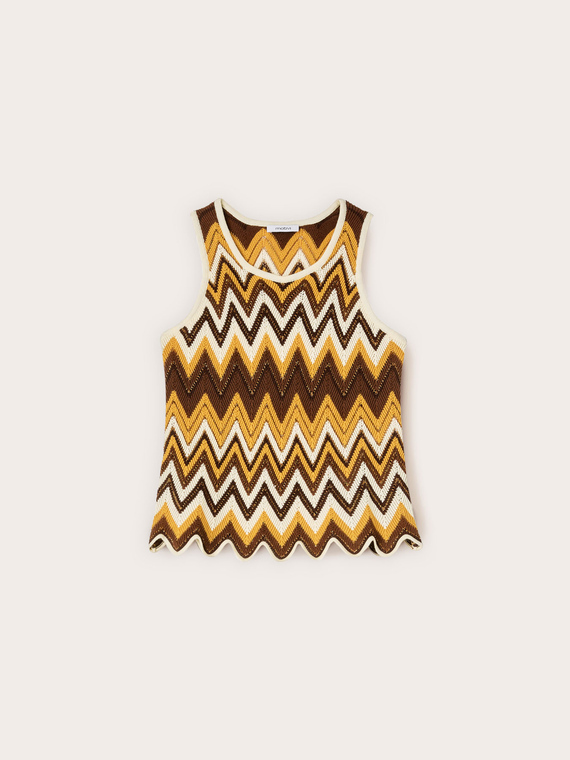 Top en tricot motif chevron