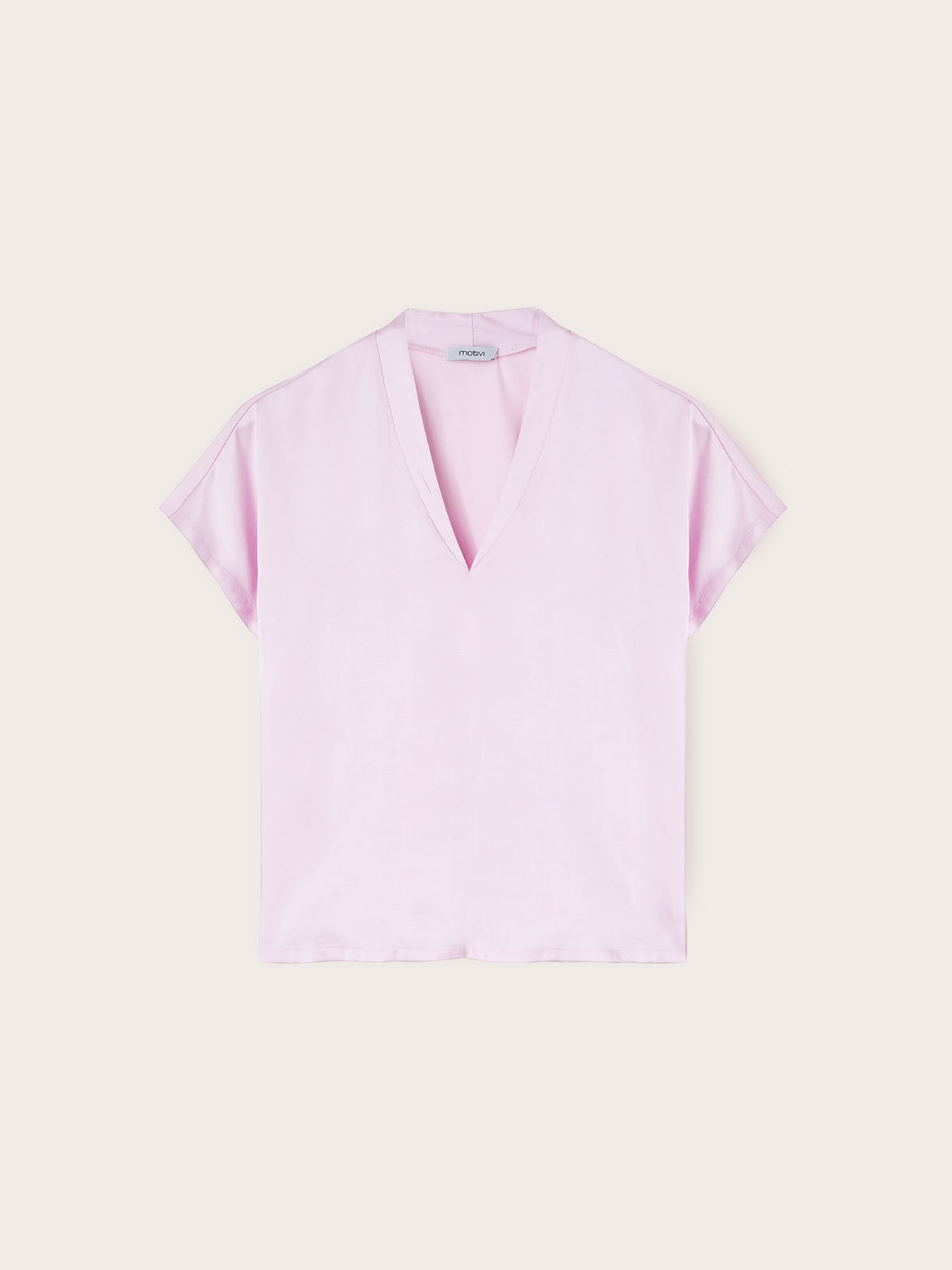 Zweistoffiges T-Shirt mit V-Ausschnitt image number 3