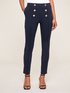 High-waisted slim trousers with button feature image number 0