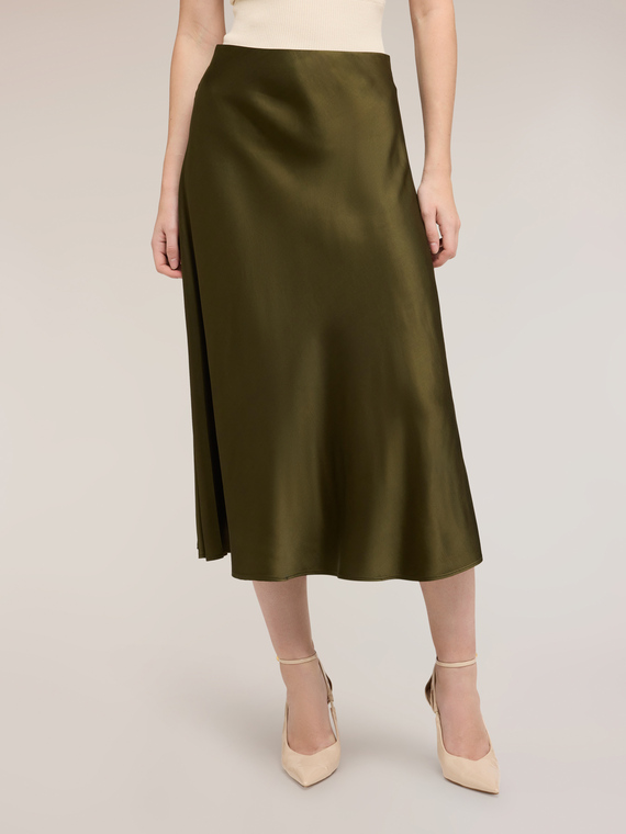 A-line midi skirt in satin