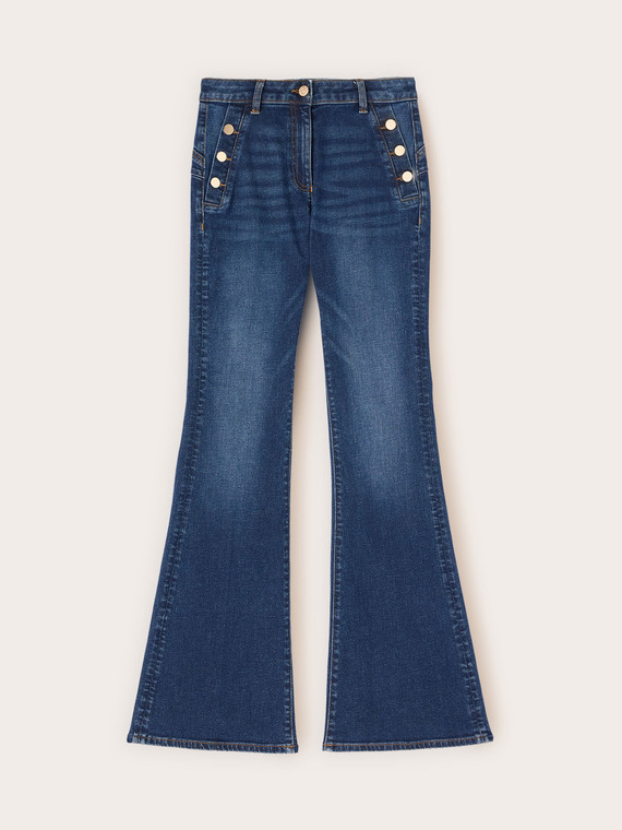Flare jeans with metal buttons