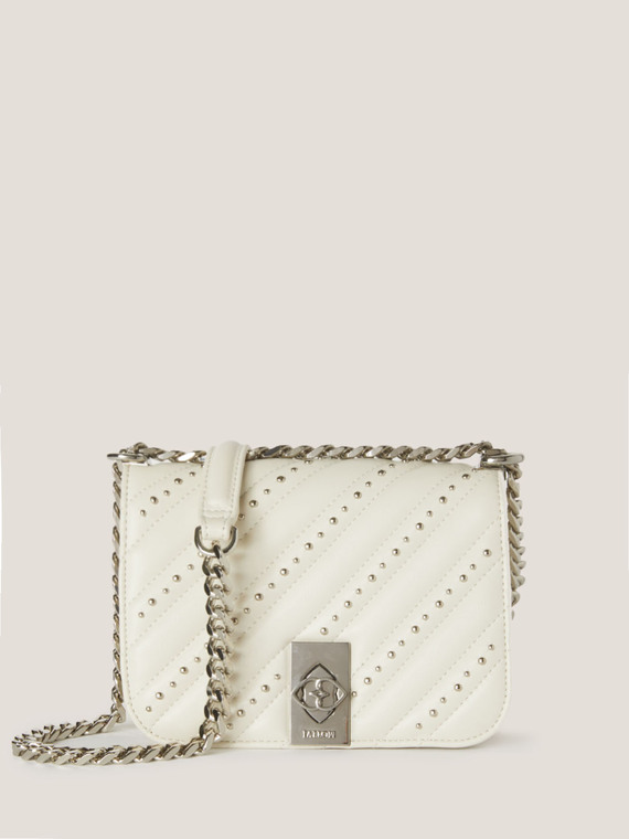 Motivi Mini City Bag in similpelle soft con borchie Donna Bianco
