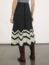 Long pleated knit skirt with chevron pattern image number 1