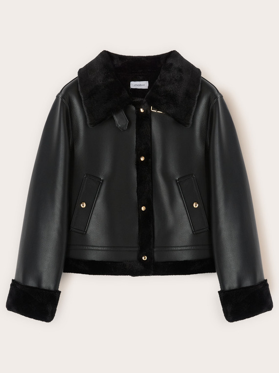 Jacke mit Shearling-Effekt und Kn&ouml;pfen