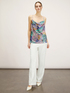 Jungle pattern embroidered draped top image number 3