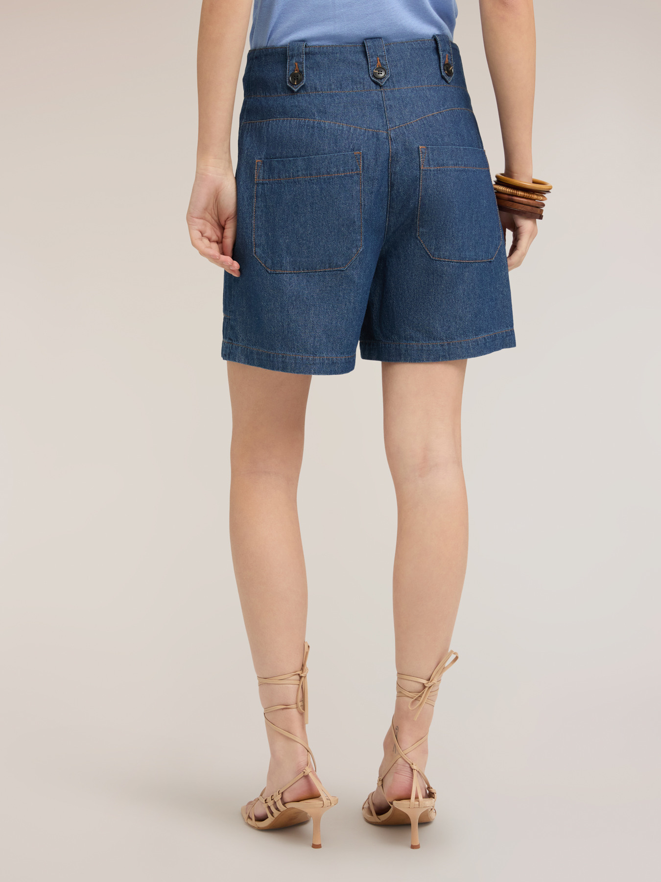High-waisted denim shorts image number 1
