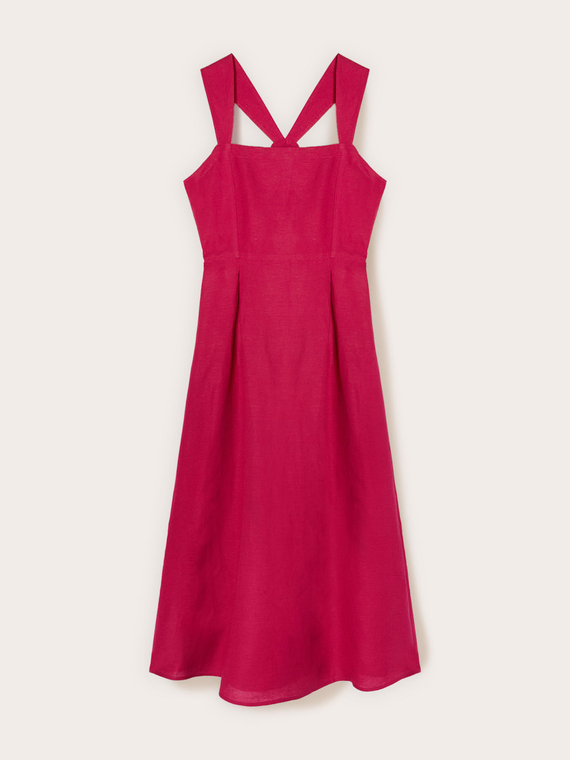 Robe &agrave; encolure carr&eacute;e en m&eacute;lange de lin