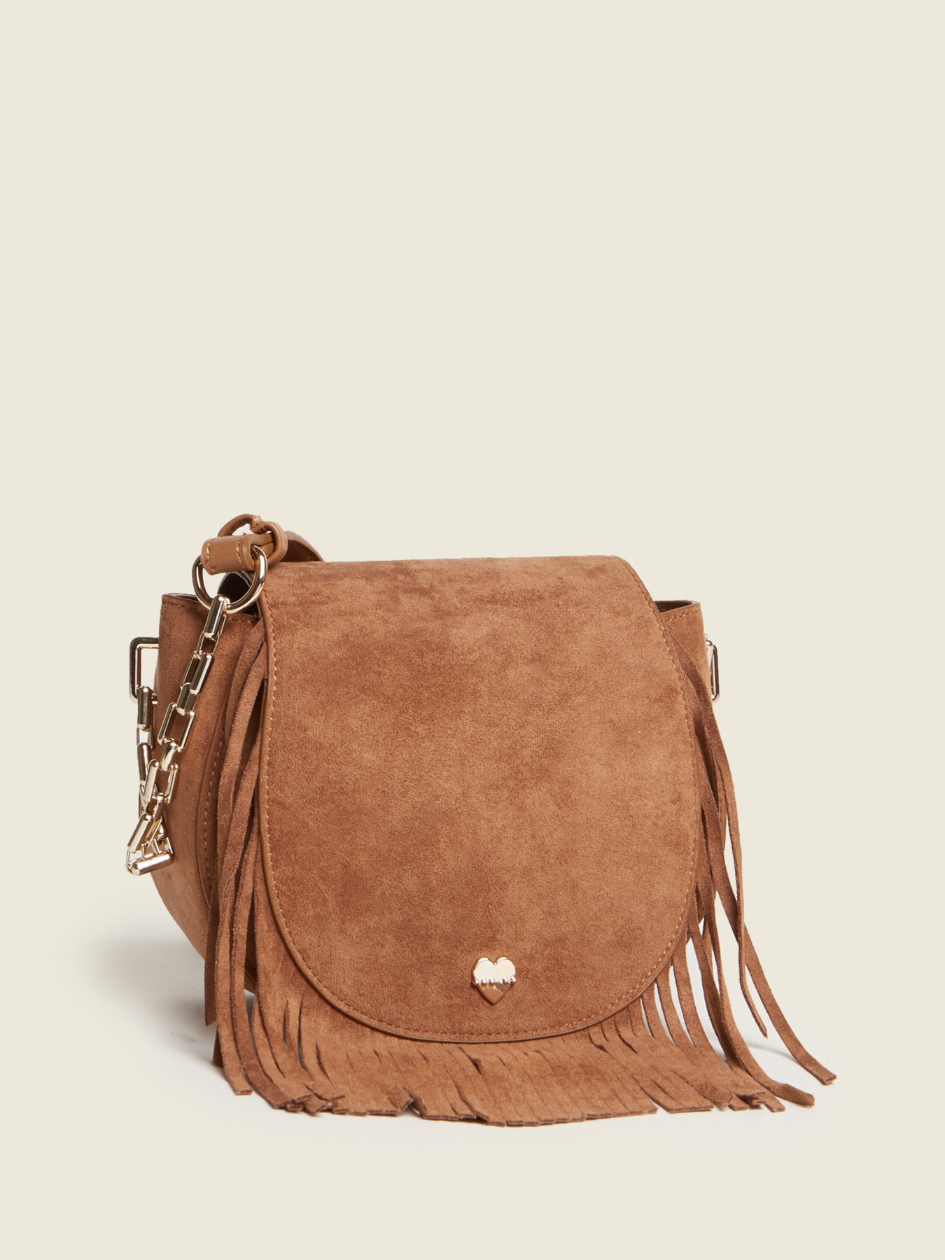 Borsa a tracolla piccola con frange image number 1