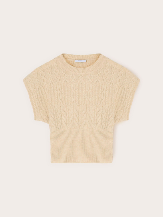 Pullover mit Kimono-&Auml;rmeln und Zopfmuster