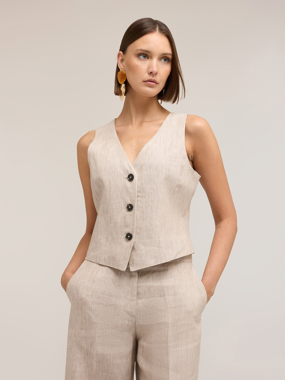 Tailored linen vest