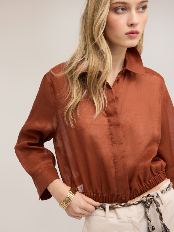Short shirt in ramie muslin