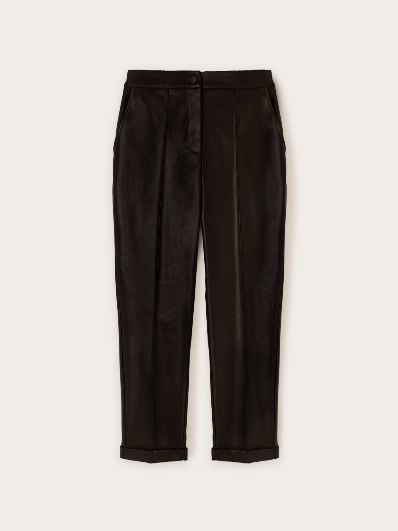Pantaloni con risvolto in tessuto spalmato image number 3
