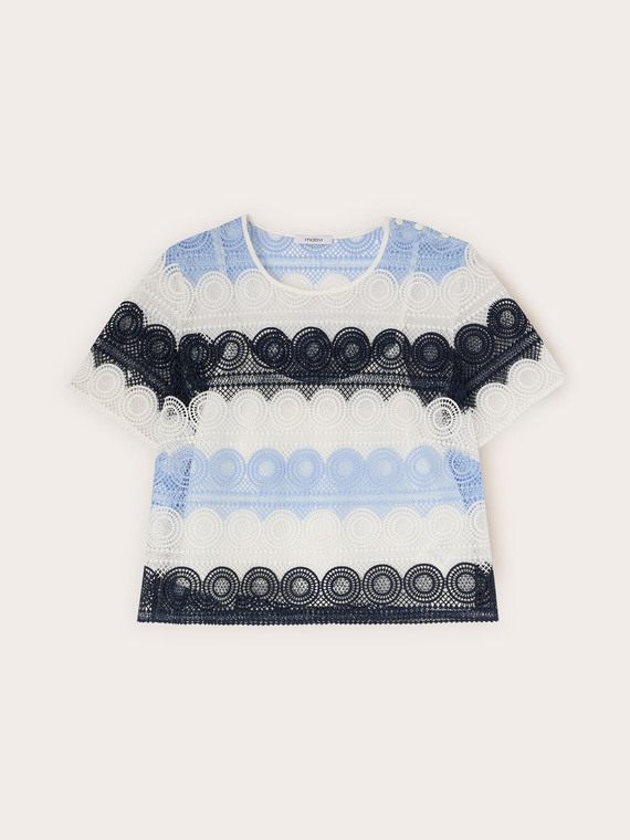 T-shirt in pizzo macram&eacute;